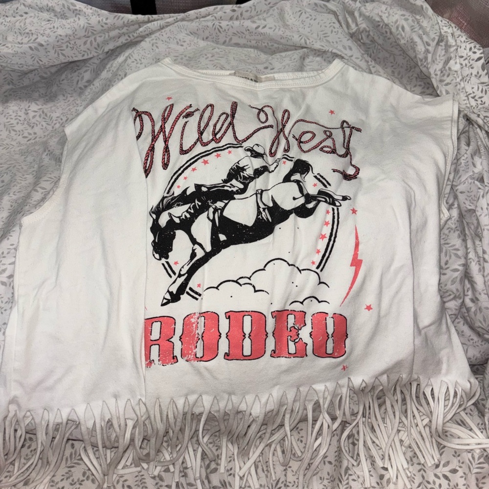 Wild West Rodeo Graphic Crop Top - White